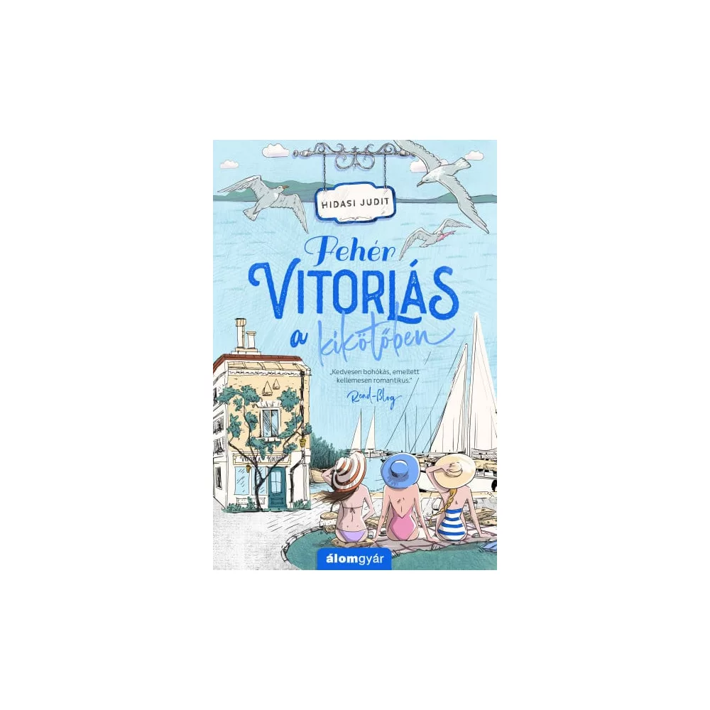 Fehér vitorlás a kikötőben